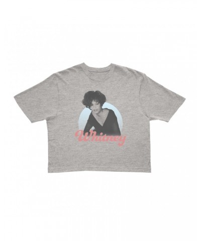 Whitney Houston Ladies' Crop Tee | 1990 Photo Pastel Design Crop T-shirt $5.76 Shirts
