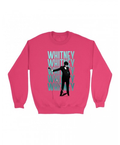 Whitney Houston Bright Colored Sweatshirt | Voice Music Truth Ombre Turquoise Image Sweatshirt $12.20 Sweatshirts