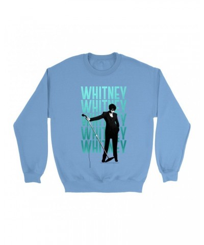 Whitney Houston Bright Colored Sweatshirt | Voice Music Truth Ombre Turquoise Image Sweatshirt $12.20 Sweatshirts