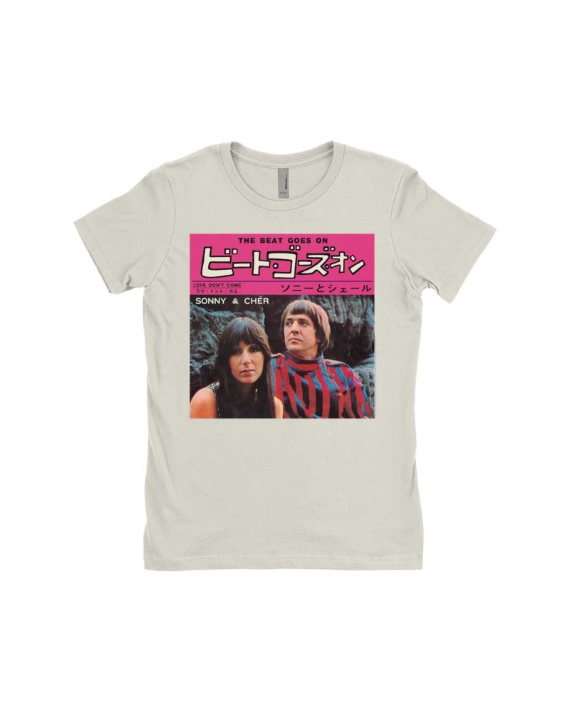 Sonny & Cher Ladies' Boyfriend T-Shirt | The Beat Goes On Japan Album Shirt $9.55 Shirts