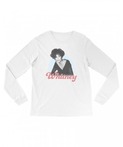 Whitney Houston Long Sleeve Shirt | 1990 Photo Pastel Design Shirt $9.45 Shirts