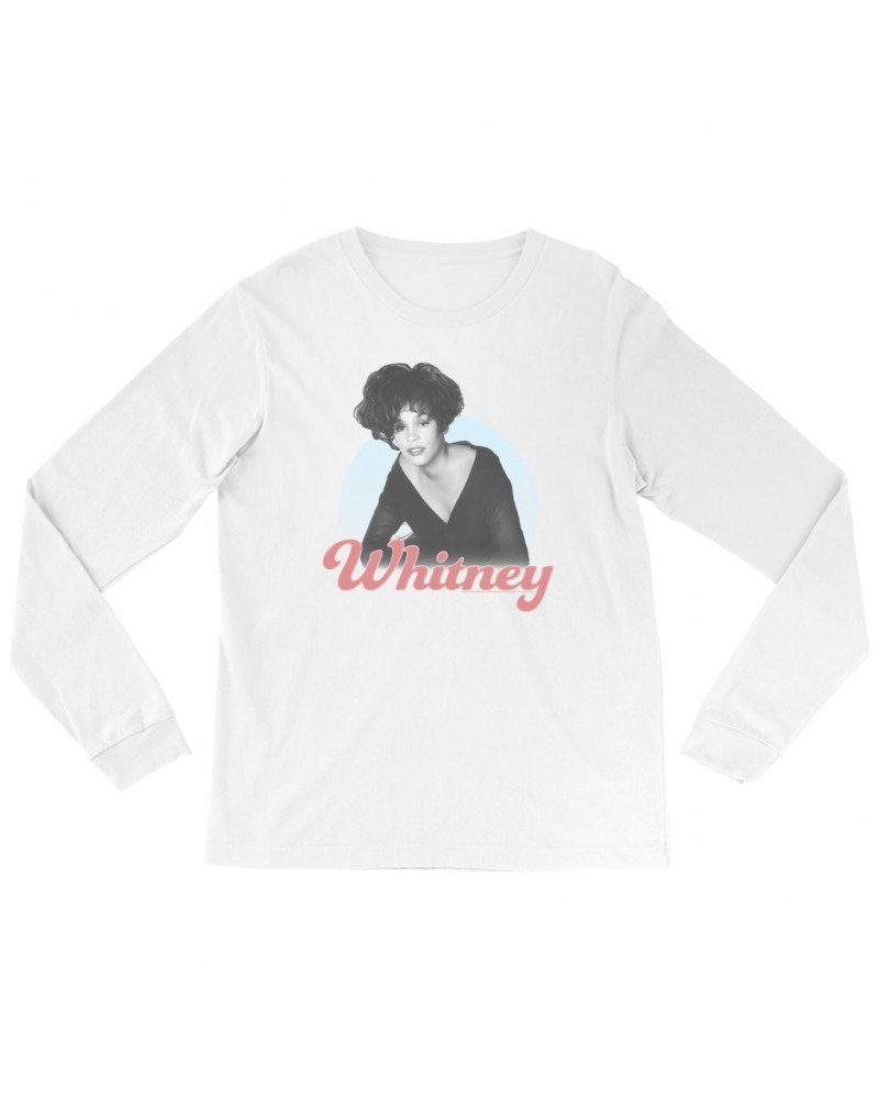 Whitney Houston Long Sleeve Shirt | 1990 Photo Pastel Design Shirt $9.45 Shirts