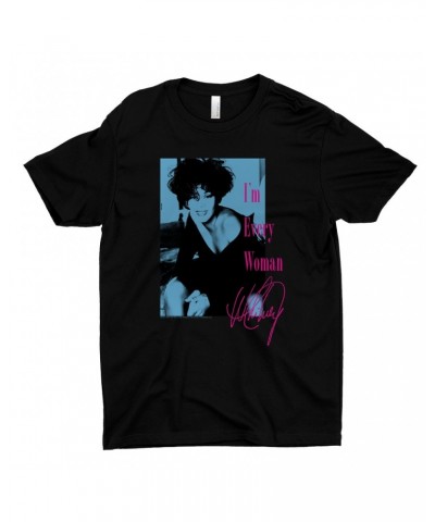 Whitney Houston T-Shirt | I'm Every Woman Pink And Turquoise Inverted Design Shirt $5.71 Shirts