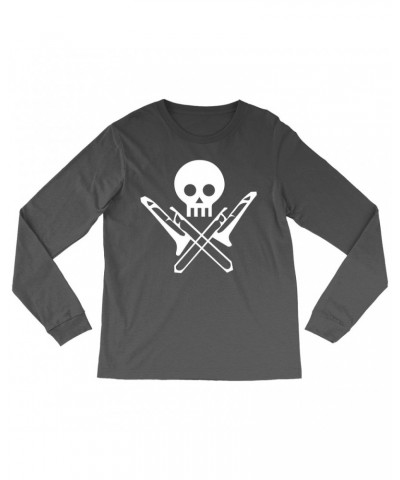 Music Life Long Sleeve Shirt | Skull And Trombones Shirt $3.29 Shirts