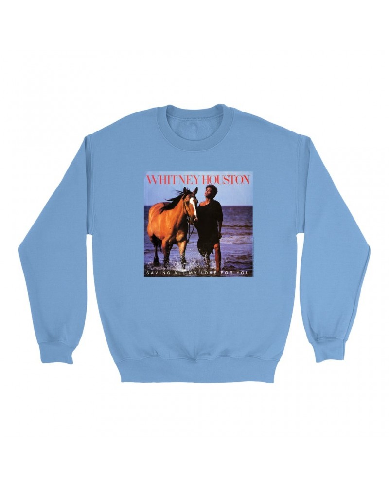 Whitney Houston Bright Colored Sweatshirt | Saving All My Love For You Album Cover Sweatshirt $4.10 Sweatshirts