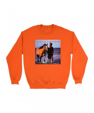 Whitney Houston Bright Colored Sweatshirt | Saving All My Love For You Album Cover Sweatshirt $4.10 Sweatshirts