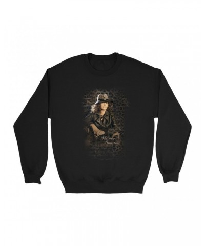 Whitney Houston Sweatshirt | Whitney Leopard Hat Photo Design Distressed Sweatshirt $7.01 Sweatshirts