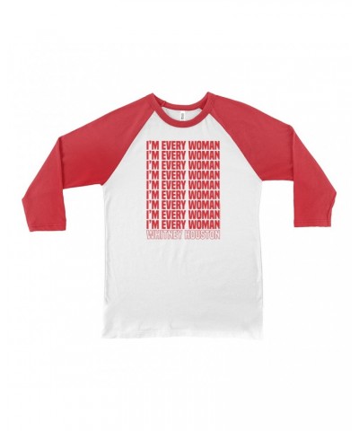 Whitney Houston 3/4 Sleeve Baseball Tee | I'm Every Woman Repeating Red Shirt $6.19 Shirts