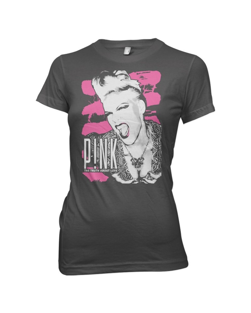 P!nk Stripped Face T-Shirt $6.10 Shirts