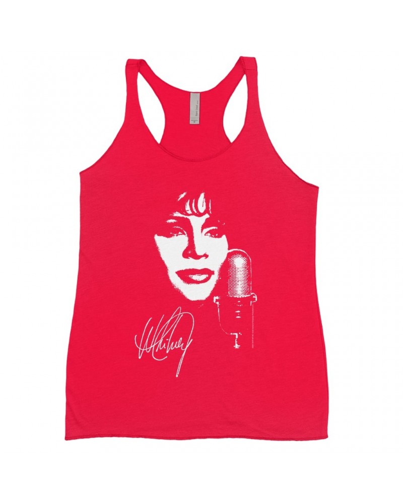 Whitney Houston Bold Colored Racerback Tank | Whitney Portrait Signature In White Shirt $10.99 Shirts