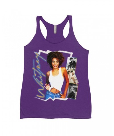 Whitney Houston Ladies' Tank Top | Rainbow Ombre Electric Collage Shirt $7.19 Shirts