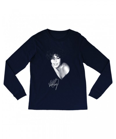Whitney Houston Long Sleeve Shirt | White Whitney Photo And Signature Shirt $6.48 Shirts