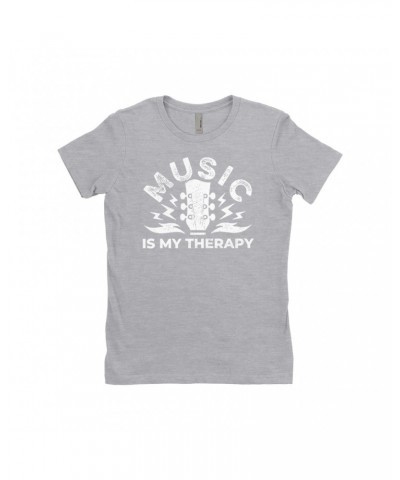 Music Life Ladies' Boyfriend T-Shirt | Music Is My Therapy Shirt $6.85 Shirts