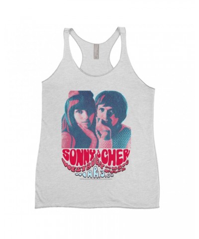Sonny & Cher Ladies' Tank Top | Westbury Music Fair Red Psychedelic Flyer Shirt $12.49 Shirts