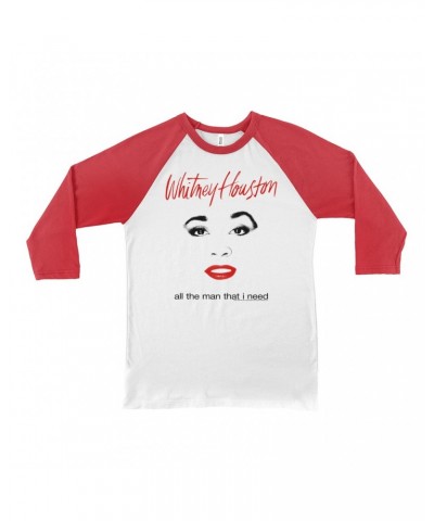 Whitney Houston 3/4 Sleeve Baseball Tee | All The Man That I Need Album Cover Design Shirt $6.47 Shirts