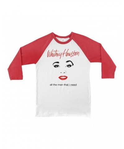 Whitney Houston 3/4 Sleeve Baseball Tee | All The Man That I Need Album Cover Design Shirt $6.47 Shirts