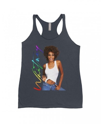 Whitney Houston Bold Colored Racerback Tank | 1987 Album Photo Rainbow Signature Image Shirt $9.99 Shirts