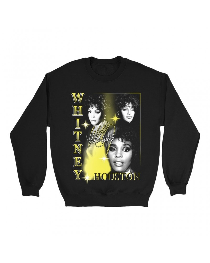 Whitney Houston Sweatshirt | Yellow Classic Collage Sweatshirt $9.75 Sweatshirts